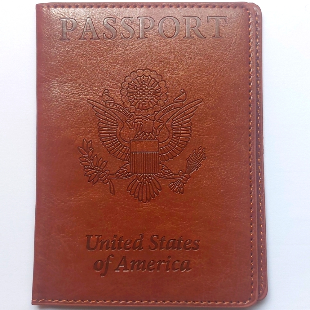 Leather passport & vaccine wallet holder